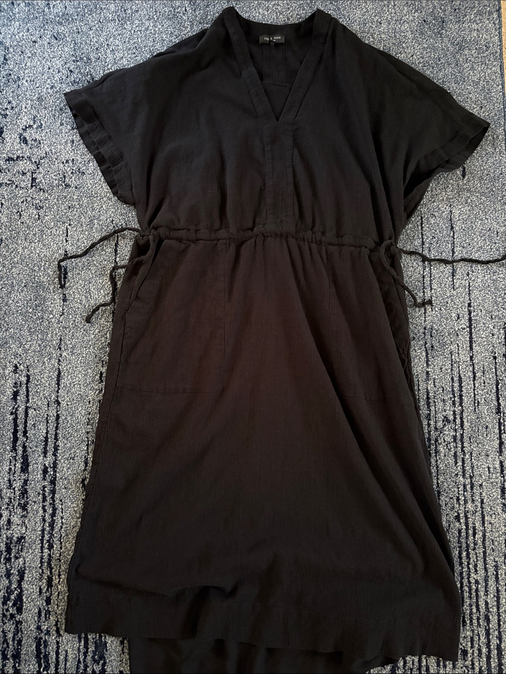 Rag n Bone Black V-Neck Drawstring Women’s Top Dress w pockets